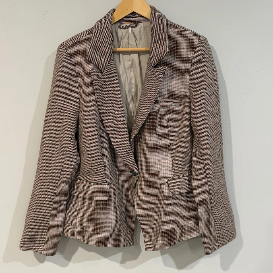 Blazer para mujer Free People pata de gallo un botón talla L Foto 1 de 4