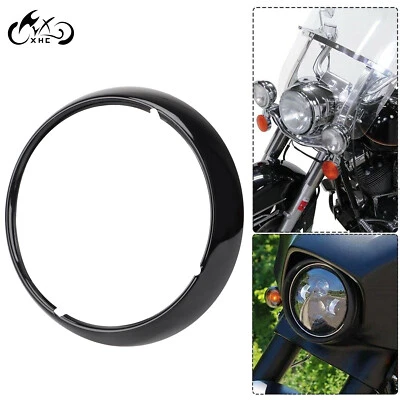 Vivid Black 7" Headlight Trim Ring For Harley Touring Road King Street Tri Glide - Image 1 of 4