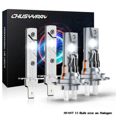 For Renault Duster 2013 2014 2015 2016 4x H1+H7 LED Headlight Hi/Lo Beam Bulbs - Image 1 of 4