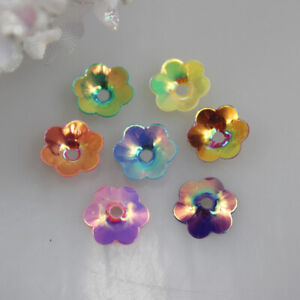 500 Multi Color AB Iridescent PVC Flower Sequins Beads Jewelry Crafts 10mm USA