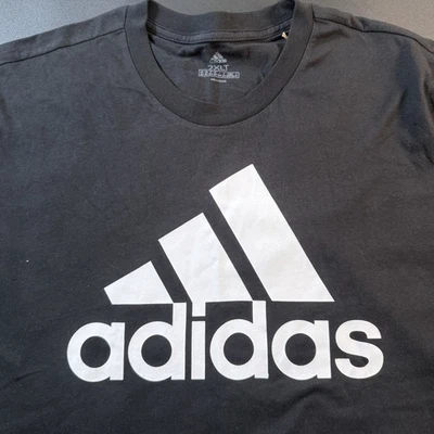 NWT Adidas Men's 2XLT Black Short Sleeve Graphic T-Shirt White Logo - Image 1 of 4