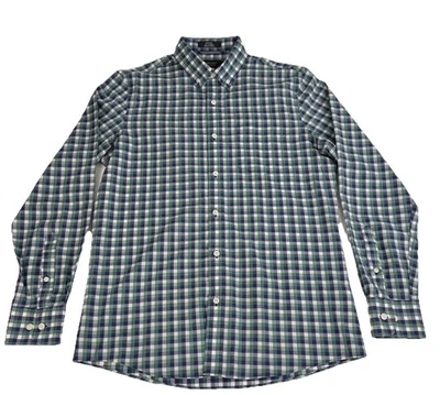 Camisa Nordstrom Para Hombre Talla Mediana Verde Cuadros LS Bolsillo Ajuste Negocios Informal Foto 1 de 4