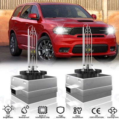 LED 6000K D3S Headlight High Low For Dodge Durango 2014-2019 HID Bulbs Xenon Foto 1 de 4