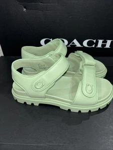 Sandalia de cuero Coach Brynn verde pistacho pálido nueva en caja Reino Unido 5,5 195 £ color raro - Imagen 1 de 5