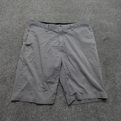 Volcom Chino Shorts Mens 34 Gray Stretch Casual Stone Logo Zip Fly Pockets Fit - Image 1 of 4
