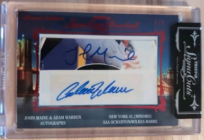 John Maine Adam Warren 2012 TriStar SignaCuts Bronx doble radiocontrol automático/5 Yankees Mets Foto 1 de 2