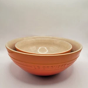 Le Creuset multi bowl 8in/10in 2 pieces Orange Flame Stoneware USED - Picture 1 of 9