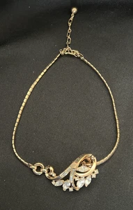 Vtg 1953 Crown Trifari SKYLARK Goldtone Rhinestone Necklace-Alfred Philippe13.5" - Picture 1 of 13