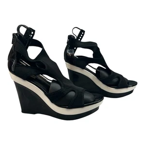 Vera Wang Simply Vera Svettie High Heels Wedge Sz 11 Black & White 3092 - Picture 1 of 11