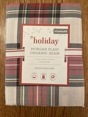 NUEVO Pottery Barn Kids Morgan Franela Orgánica a Cuadros Falsa Estándar, Rojo Multi NUEVO Foto 1 de 4