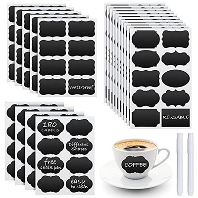Chalkboard Labels - 180pcs Waterproof Reusable 180 Labels Assorted Shapes - Image 1 of 4