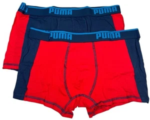 PUMA Men’s 2-Pack Trunks Boxer Briefs Cotton Red Navy Color Block Underwear L - Picture 1 of 4