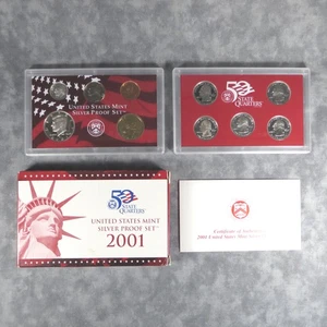 2001 SILBER PROOF SET in roter Box mit Zertifikat (10 Münzen, Auswahl Stempelglanz) - Bild 1 von 2