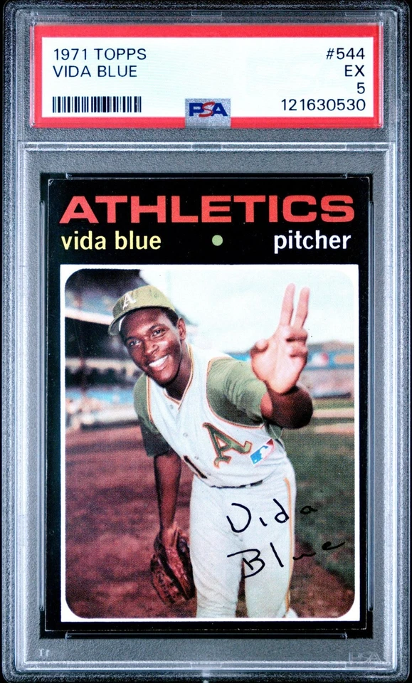 Topps Baseball 544 1971 Vida Blue Oakland Athletics PSA 5 EX Foto 1 de 2