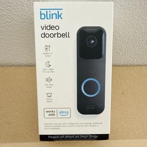 Blink Smart Wifi Video Doorbell Wired/Battery Operated Black Sealed Brand New - Picture 1 of 13