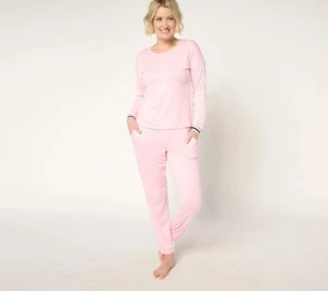 Muk Luks Butterknit Girocollo e Jogger Lounge Set Rosa Morbido M Nuovo - Foto 1 di 1