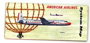 1957 Airlines American System Map Vintage Fold Out DC- 7 Eastern Western U S - Picture 1 of 6