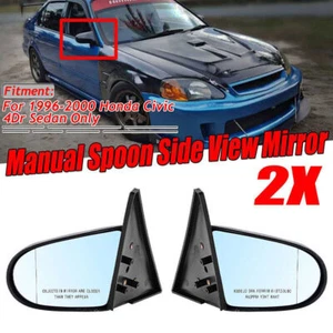Pair For Honda Civic EK 4DR Car Spoon Rear View Side Mirrors Manual Adjustable - Picture 1 of 10