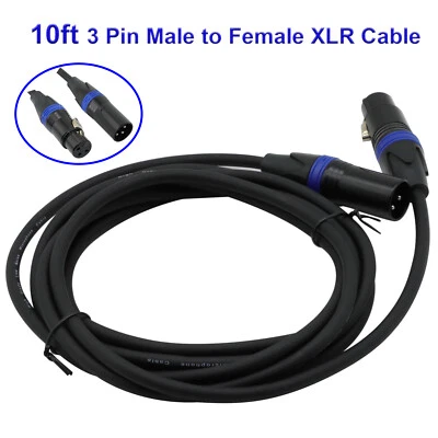 10ft Color Coded 3-Pin XLR Male to Female DMX Signal Light Cable Metal connector - Image 1 of 4