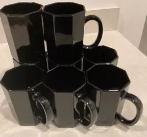 Arcoroc Octime Set Tazze Caffè Nero 8 Tazze Francia Vintage Vetro Ottagono - Foto 1 di 5