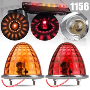Red Amber Watermelon Light Clear Glass Lens Marker 1 Wire Incandescent 1156 Bulb - Picture 1 of 12