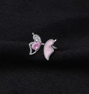 Pink Butterfly Adjustable Ring 925 Sterling Silver Women Girl Jewellery Gifts - Picture 1 of 3