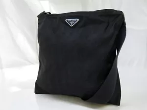 PRADA Shoulder Bag Crossbody Bag Nylon Black Authentic - Picture 1 of 17