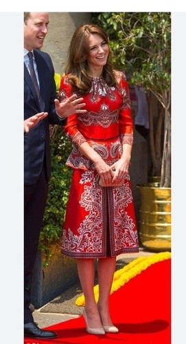 Abito rosso paisley Alexander McQueen taglia it 38 UK 6 ASO Royal