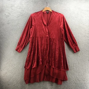 Torrid Velvet Chiffon Mix Kimono Jacket Womens 2 Red Open Front Layered Hem - Picture 1 of 15