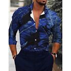 Stylish Long Sleeve Button Down Shirt with 3D Print for Men's Vintage Dress