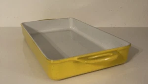 Vintage MCM COPCO Michael Lax emaillierte Gusseisen Backform 14" Dänemark GELB - Bild 1 von 5