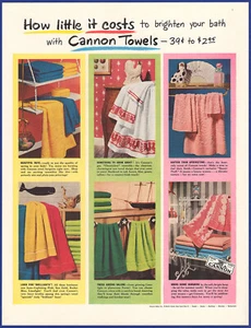 Vintage 1952 CANNON Colored Towels Bathroom Decor Ephemera 1950's Print Ad - Picture 1 of 1