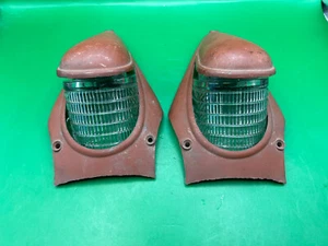 Pair NOS 1941 Plymouth Headlight Bezel Parking Lights With Glass Lens - Picture 1 of 17