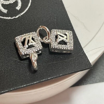 LVTiny Set Button zipper pull 9mm  2pc Button Rhinestone Silver - Image 1 of 3