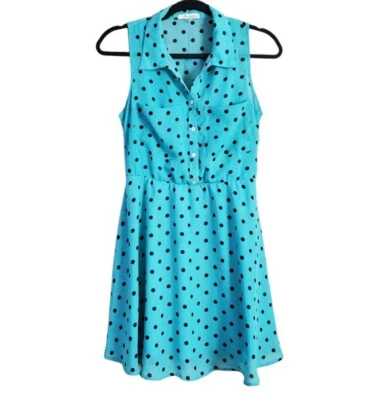 Vestido Freebird Mujer Cintura Alta Talla S Verde Azulado Lunares Plisado Gasa Foto 1 de 4