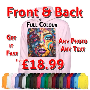 Personalised Hoodie Your Image Text Here Custom Photo Printed Stag do Hen Party - Picture 1 of 66