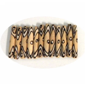 Hairpipe Bone, Loose Beads, Hand Carved Painted India 1-3/8 to 1-1/2 Inch 24 Pcs - Picture 1 of 1