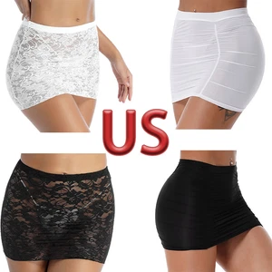 AU Women's Lace Miniskirts Underskirt Half Slip Lingerie Mesh Micro Short Skirts - Picture 1 of 36