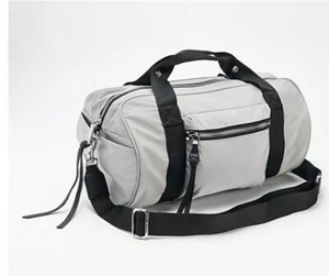 Aimee Kestenberg Nylon Large Duffle Bag with Leather Trim Grey Bag A376227 - Picture 1 of 12