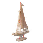 Hand-painted Mediterranean Wooden Sailboat Model for Display