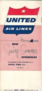 UNITED AIRLINES April 26, 1953 System Timetable Complete Flight Schedules Fares - Picture 1 of 6