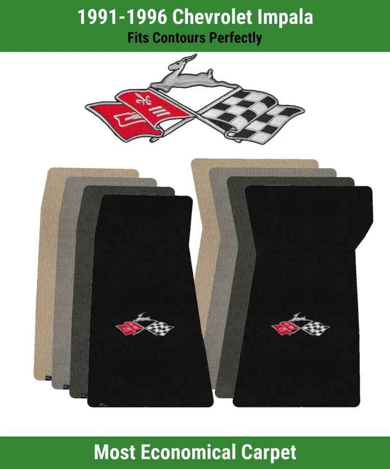 Tapetes frontais Lloyd Velourtex para Impala 91-96 com bandeiras cruzadas Chevy com Impala - Imagem 1 de 4