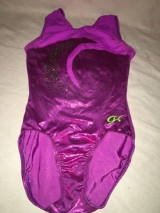 GK Elite GymTek Leotard AXS Adult XS Metallic purple Pink Sequin - Picture 1 of 5