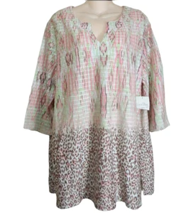 Coral Bay Tunika Top Damen Übergröße 1X hell bunt Animal Print Shirt neu - Bild 1 von 9
