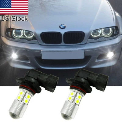 2PCS 9006 HB4 White LED Fog Light Bulbs For BMW E34 E46 E39 E60 E63 E64 F10 M3 - Image 1 of 4