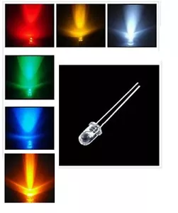 10X LED 5mm ALTA LUMINOSITA' 4000 20000 mcd BIANCHI BLU ROSSO VERDE GIALLO Diodi - Foto 1 di 10