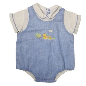C.I. Castro & Co. Neugeborenes Baby Junge Gingham Ente bestickt Strampler - Bild 1 von 6