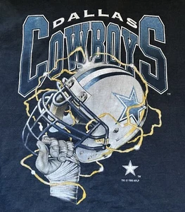 VTG 1995 Dallas Cowboys Shirt Mens Football Helmet Graphic Black No Tag SS - Picture 1 of 6