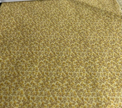 Vtg Concord Yellow Brown Micro Calico Fabric Cotton Quilt 1Y Prairie Floral F63 - Image 1 of 3