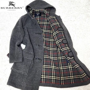 Burberry London Duffle Coat Asian fit L US size M Wool Gray Nova Check Men's - Picture 1 of 11